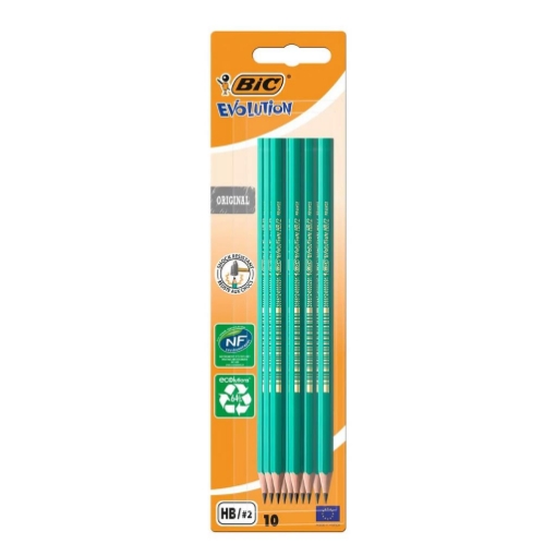 BIC EVOLUTION ECO MATITA IN GRAFITE, MINA HB RESISTENTE, PER SCUOLA E UFFICIO, 10PZ