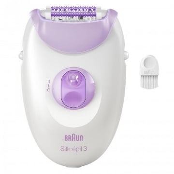 BRAUN SILK EPIL 3 EPILATORE A FILO, BIANCO VIOLA  2 VELOCITA FINO A 4 SETTIMANE DI PELLE LISCIA SE3000 