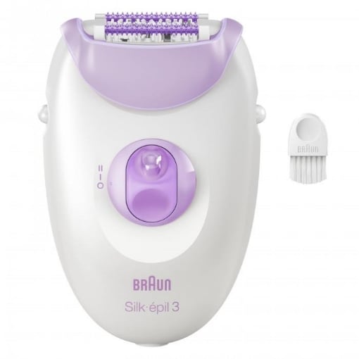 BRAUN SILK EPIL 3 EPILATORE A FILO, BIANCO VIOLA  2 VELOCITA FINO A 4 SETTIMANE DI PELLE LISCIA SE3000 
