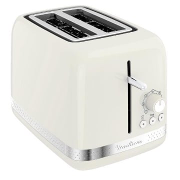 MOULINEX TOSTAPANE 2 FETTE AVORIO CON 7 LIVELLI DI DORATURA, VASSOIO RACCOGLIBRICIOLE LT300AK 