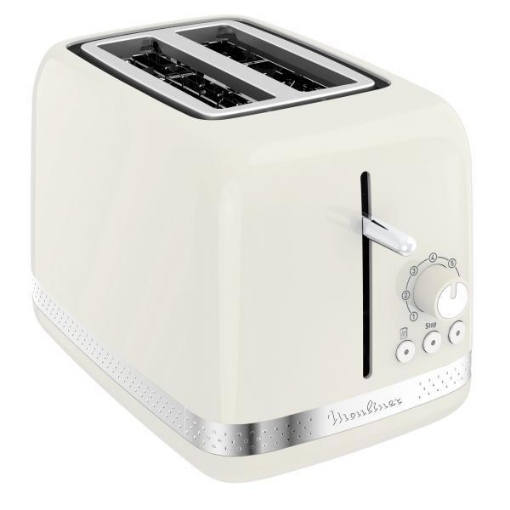 MOULINEX TOSTAPANE 2 FETTE AVORIO CON 7 LIVELLI DI DORATURA, VASSOIO RACCOGLIBRICIOLE LT300AK 