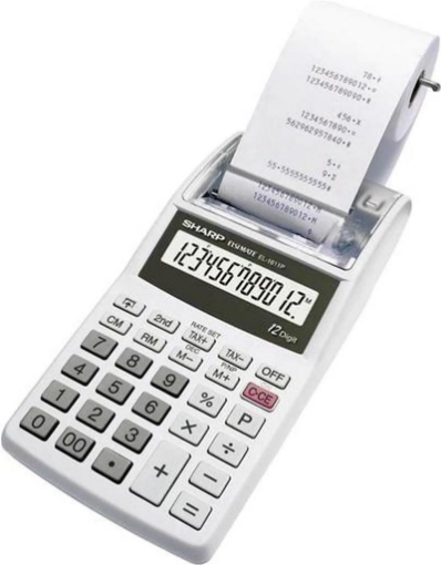 SHARP CALCOLATRICE SCRIVENTE MOBILE 2 COLORI DI STAMPA - DISPALY 12 CIFRE - DOPPIA ALIMENTAZIONE - GRIGIO EL-1611V