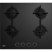 BEKO PIANO COTTURA DA INCASSO A GAS 60 CM 4 FUOCHI GRIGLIE IN GHISA FINITURA VETRO NERO HILG64225SB 