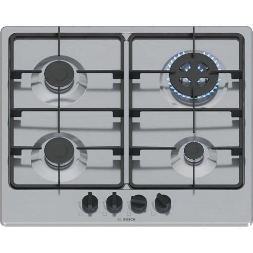BOSCH PIANO COTTURA A GAS, 4 BRUCIATORI,  VALVOLA DI SICUREZZA, TIMER, ACCENSIONE ELETTRONICA INTEGRATA MANOPOLE, PIANO IN INOX