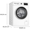BOSCH SERIE 4 LAVATRICE, CARICAMENTO FRONTALE, 9 KG, 15 PROGRAMMI, PROFONDITÀ 590 MM, BIANCO, LIVELLO RUMOROSITÀ CENTRIFUGA 72 DB(A), CLASSE A WAN28219IT 