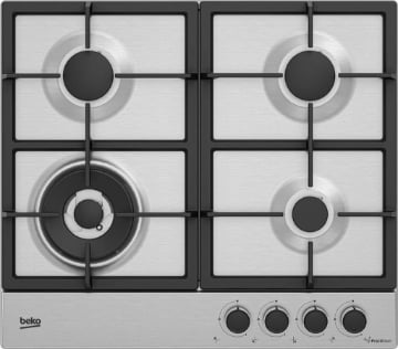 BEKO PIANO A GAS CON PRACTICLEAN, 3 BRUCIATORI + 1 WOK, 60 CM HIAW64225SXE