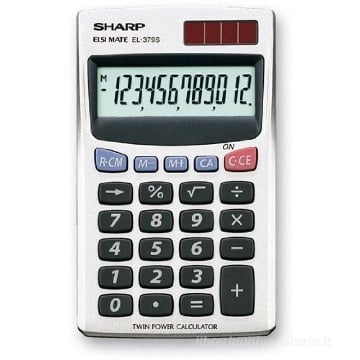 SHARP CALCOLATRICE TASCABILE AMPIO DISPLAY A 12 CIFRE, ALIMENTAZIONE SOLARE + BATTERIA. EL-379SB