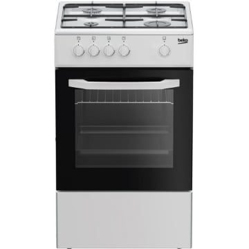BEKO CSG42001FW CUCINA LIBERA INSTALLAZIONE 50 X 50 CM 4 FUOCHI GAS CON FORNO A GAS BIANCA COPERCHIO IN METALLO