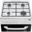 BEKO CSG42001FW CUCINA LIBERA INSTALLAZIONE 50 X 50 CM 4 FUOCHI GAS CON FORNO A GAS BIANCA COPERCHIO IN METALLO