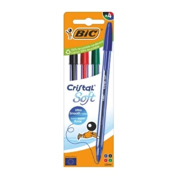 BIC CRISTAL SOFT 4 COLORI PENNE A SFERA PUNTA MEDIA (1,2 MM)