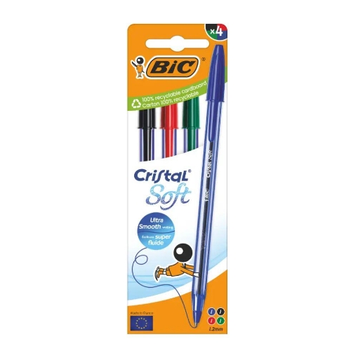 BIC CRISTAL SOFT 4 COLORI PENNE A SFERA PUNTA MEDIA (1,2 MM)
