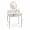 TOELETTA  CON SPECCHIO E 4 CASSETTI BIANCA IN LEGNO 75X40X70CM
