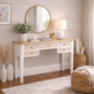 SCRIVANIA BIANCA IN LEGNO 90X40X79 CM CON 5 CASSETTI SCRITTOIO ELEGANTE STILE SHABBY CHARM PER STUDIO E CAMERA