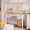 SCRIVANIA BIANCA IN LEGNO 90X40X79 CM CON 5 CASSETTI SCRITTOIO ELEGANTE STILE SHABBY CHARM PER STUDIO E CAMERA
