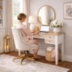 SCRIVANIA BIANCA IN LEGNO 90X40X79 CM CON 5 CASSETTI SCRITTOIO ELEGANTE STILE SHABBY CHARM PER STUDIO E CAMERA