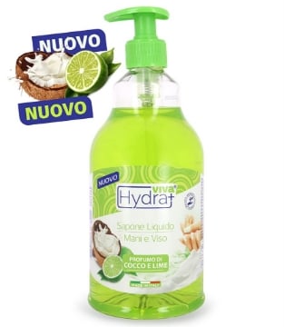 HYDRA VIVA SAPONE LIQUIDO MANI E VISO, FRAGRANZA COCCO E LIME IGIENE DIARIA - MADE IN ITALY 750ML