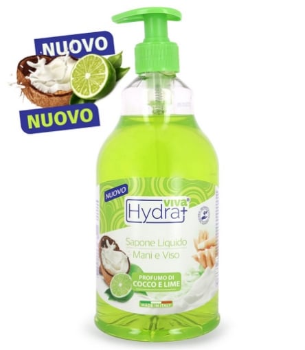 HYDRA VIVA SAPONE LIQUIDO MANI E VISO, FRAGRANZA COCCO E LIME IGIENE DIARIA - MADE IN ITALY 750ML