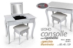 CONSOLLE INGRESSO BIANCA IN LEGNO 80X40X74 CM CON SPECCHIO ILLUMINATO E SGABELLO