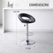 SGABELLO KENDAL CON SEDUTA IN ECOPELLE NERA E STRUTTURA IN ACCIAIO 48X53X102CM