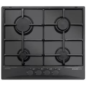 GLEM GAS PIANO COTTURA DA INCASSO 60 CM 4 FUOCHI GAS NERO GRIGLIE SMALTATE GT64NC 