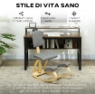 SEDIA INGINOCCHIATOIO CON MOVIMENTO A DONDOLO, IN TESSUTO EFFETTO LINO E LEGNO DI BETULLA, 51X84X93 CM, GRIGIO
