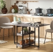 TAVOLO PIEGHEVOLE A 2 RIBALTE PER 4 PERSONE CON 2 RIPIANI APERTI, IN LEGNO E METALLO, 133.4X80X75 CM, GRIGIO