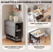 TAVOLO PIEGHEVOLE A 2 RIBALTE PER 4 PERSONE CON 2 RIPIANI APERTI, IN LEGNO E METALLO, 133.4X80X75 CM, GRIGIO