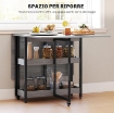 TAVOLO PIEGHEVOLE A 2 RIBALTE PER 4 PERSONE CON 2 RIPIANI APERTI, IN LEGNO E METALLO, 133.4X80X75 CM, GRIGIO