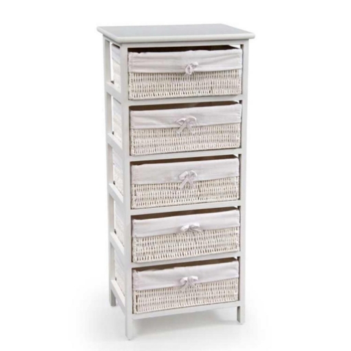 CASSETTIERA IN LEGNO DECORATA A 5 CASSETTI 40X29X90 CM COLORE BIANCO ARTICOLO USATO