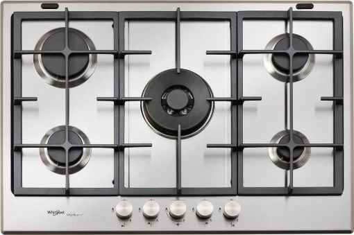 WHIRLPOOL PIANO COTTURA DA INCASSO A GAS 73 CM 5 FUOCHI INOX IXELIUM GRIGLIE IN GHISA GMR 7522/IXL