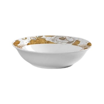 MA MAISON INSALATIERA IN PORCELLANA 22,5 CM DECORATA, CIOTOLA PER INSALATA E TAVOLA, CON MOTIVO FLOREALE ORO