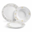 MA MAISON SERVIZIO PIATTI 18 PEZZI IN PORCELLANA CON MARGHERITE, SET TAVOLA 6 PERSONE 6 PIANI 6 FONDI 6 DESSERT BIANCO