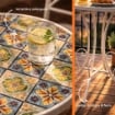 MA MAISON SET TAVOLO E 2 SEDIE PIEGHEVOLI DA GIARDINO IN METALLO CON MOSAICO, SET 3 PEZZI
