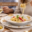 MA MAISON SERVIZIO PIATTI 18 PEZZI IN PORCELLANA LUX, SET TAVOLA 6 COPERTI 6 PIANI 6 FONDI 6 DESSERT DECORAZIONE FLOREALE ORO
