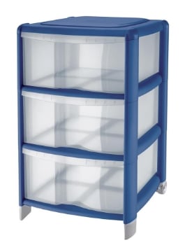 BAMBU CASSETTIERA MEDIMUM A 3 CASSETTI 38.5 X 39.5 X H67 CM IN COLORE BLU ARTICOLO USATO