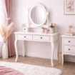 MA MAISON TOELETTA  CON SPECCHIO E 4 CASSETTI BIANCA IN LEGNO 75X40X70CM