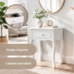 MA MAISON COMODINO BIANCO IN LEGNO 40X32X50 CM, TAVOLINO DA NOTTE CON CASSETTO PER CAMERA DA LETTO STILE SHABBY