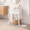 MA MAISON COMODINO BIANCO IN LEGNO 40X32X50 CM, TAVOLINO DA NOTTE CON CASSETTO PER CAMERA DA LETTO STILE SHABBY