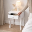 MA MAISON COMODINO BIANCO IN LEGNO 40X32X50 CM, TAVOLINO DA NOTTE CON CASSETTO PER CAMERA DA LETTO STILE SHABBY