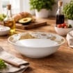 MA MAISON INSALATIERA IN PORCELLANA 22,5X6H CM DECORATA, CIOTOLA PER INSALATA E TAVOLA, CON MOTIVO FLOREALE ORO