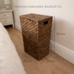 SET 3 CESTE PORTABIANCHERIA CON COPERCHIO IN VIMINI IN COLORE MARRONE