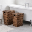 SET 3 CESTE PORTABIANCHERIA CON COPERCHIO IN VIMINI IN COLORE MARRONE