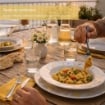 MA MAISON SERVIZIO PIATTI 18 PEZZI IN PORCELLANA CON MARGHERITE, SET TAVOLA 6 PERSONE 6 PIANI 6 FONDI 6 DESSERT BIANCO