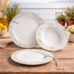 MA MAISON SERVIZIO PIATTI 18 PEZZI IN PORCELLANA CON MARGHERITE, SET TAVOLA 6 PERSONE 6 PIANI 6 FONDI 6 DESSERT BIANCO