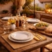 MA MAISON SERVIZIO PIATTI 18 PEZZI IN PORCELLANA CON MARGHERITE, SET TAVOLA 6 PERSONE 6 PIANI 6 FONDI 6 DESSERT BIANCO
