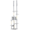 ALBERO TIRAGRAFFI A SOFFITTO CON ALTEZZA REGOLABILE 225-255 CM CON CASETTA E AMACA, GRIGIO CHIARO