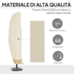 COPERTURA PER OMBRELLONE 3X3 M IMPERMEABILE CUSTODIA COPRI OMBRELLONE A SBALZO CON CERNIERA E LACCIO BEIGE