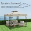 COPERTURA PER GAZEBO DA GIARDINO 3X3M, TETTO SOSTITUTIVO UPF30+ A 2 LIVELLI IN POLIESTERE, CREMA
