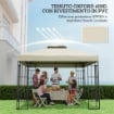 COPERTURA PER GAZEBO DA GIARDINO 3X3M, TETTO SOSTITUTIVO UPF30+ A 2 LIVELLI IN POLIESTERE, CREMA