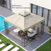 COPERTURA PER GAZEBO DA GIARDINO 3X3M, TETTO SOSTITUTIVO UPF30+ A 2 LIVELLI IN POLIESTERE, CREMA